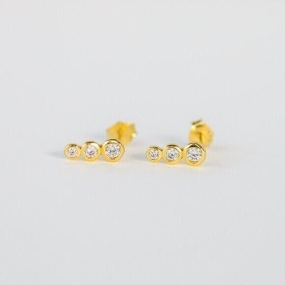 Glimmer Crystal Climber Stud Earrings in Gold - Picture 12 of 13